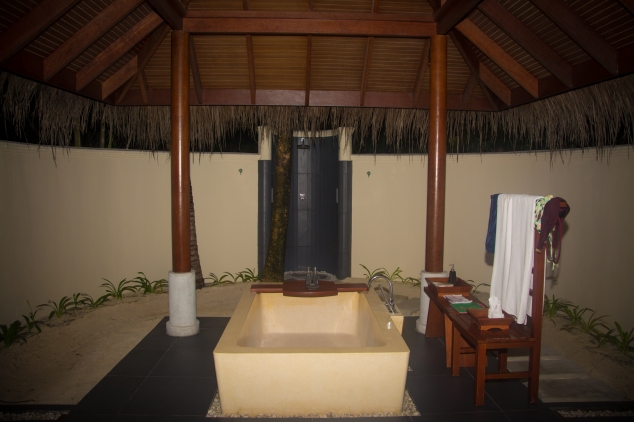 Each villa at Anantara Dhigu has two outdoor showers