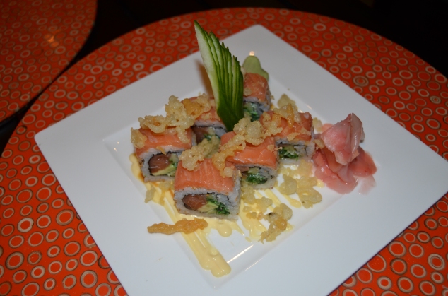 Origami restaurant salmon sushi rolls