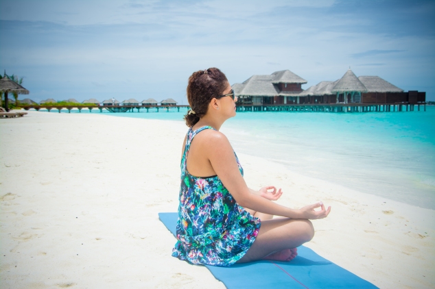 Meditation at the beach in the Maldives